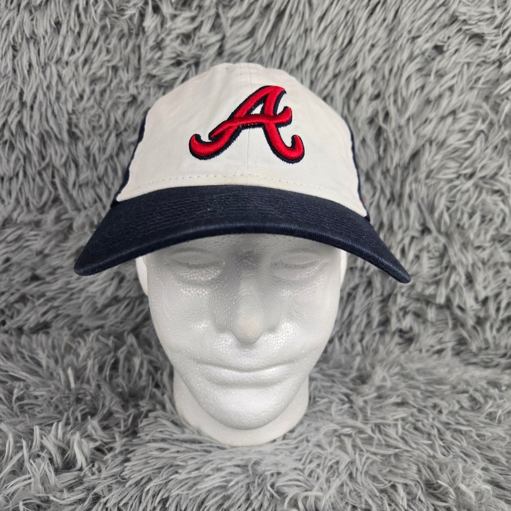 New Era Atlanta Braves Baseball Cap Mens OSFM Navy White 9TWENTY Strapback Hat‎